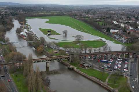 British racecourse in ‘stunning’ location becomes home for swans after it’s left hopelessly flooded