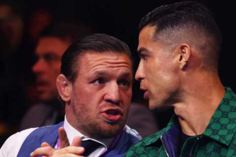 Conor McGregor and Cristiano Ronaldo Compare Watches at Joshua v Wallin Boxing Event