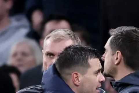 Furious Ange Postecoglou held back in heated row with Bournemouth staff as Spurs close gap on..