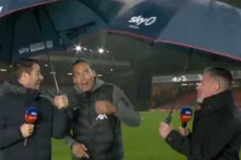Jamie Carragher Soaks Virgil van Dijk in Awkward Umbrella Incident After Liverpool's Victory