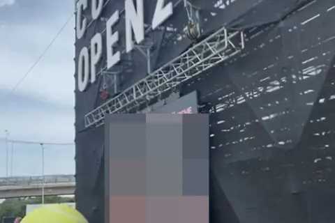 Shocking moment tennis tournament is caught showing explicit film on video screen as fans left..