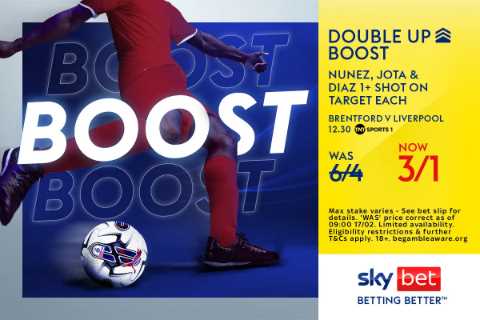 Sky Bet offers £40 in free bets for Brentford vs. Liverpool clash