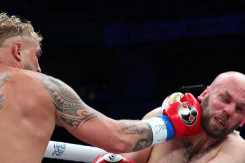 Jake Paul APOLOGISES to fans after knocking out Ryan Bourland in round one… before calling out..