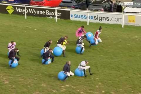 Sky Sports Presenter Alex Hammond Calls for Race to be Voided as Jockeys' Space Hopper Contest..