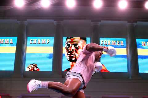 Francis Ngannou showcases infamous punch in public workout before Anthony Joshua fight