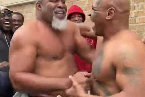 Mike Tyson Shows Ripped Physique in Street Brawl with Shannon Briggs