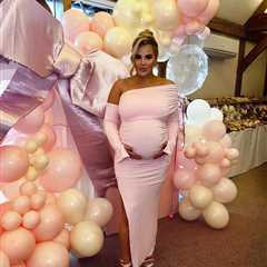 Pregnant Georgia Kousoulou stuns in pink dress at baby shower with Towie friends