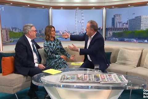 Awkward moment Susanna Reid refuses to hug Piers Morgan as he returns to GMB 4 years after storming ..