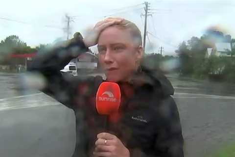 Reporter stops live on air to rant at 'dangerous' driver during Cyclone Alfred coverage