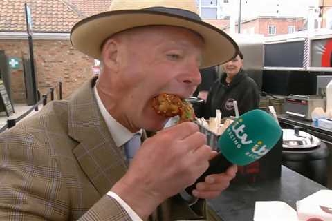 ITV Racing host NICKS spectator's Guinness on live TV after battling UK's hottest chicken wings
