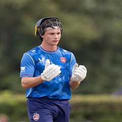 Freddie Flintoff’s doppelganger son, Corey, 19, makes explosive county cricket debut